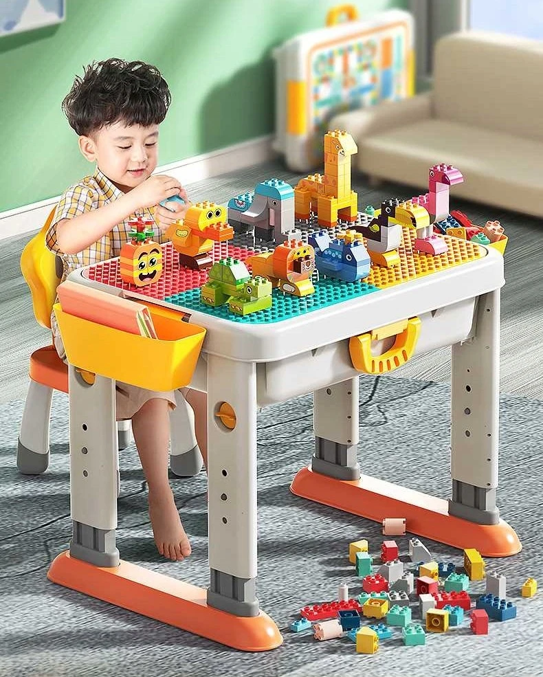 Lean Toys Bounn STALAS SU KĖDĖLE IR KLOKELIAIS DAUGIAFUNKCINIS UGDYMO RINKINYS VAIKAMS