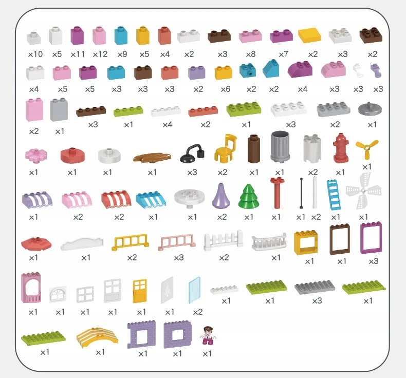 Lean Toys Bounn STATYBINIAI BLAKAI DIDELI PRABANGUS VILA MERGAIČIŲ NAMAS 216 ELEMENTŲ. 3+