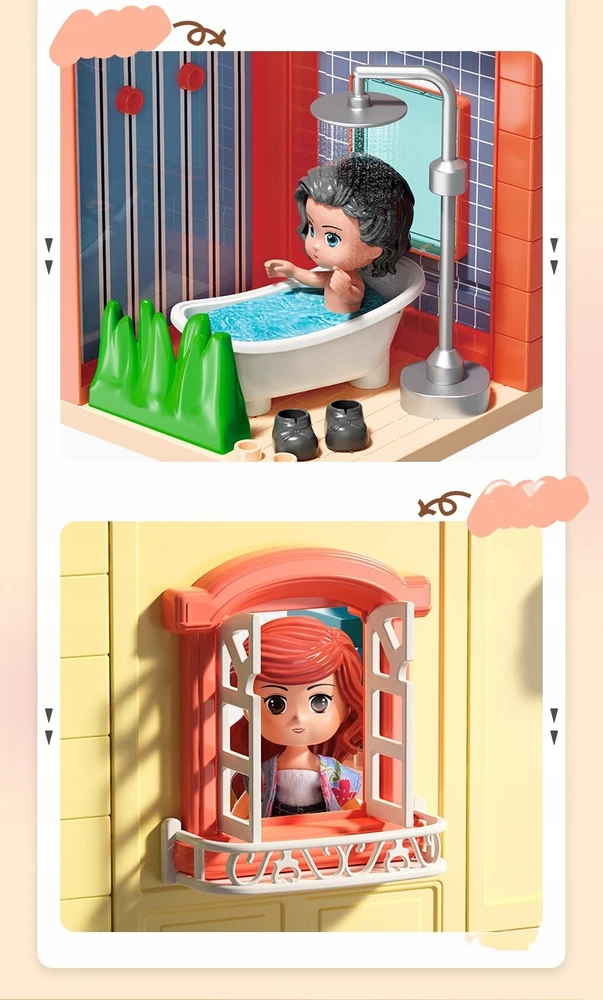 Lean Toys Bounn STATYBINIAI BLOKAI PRABANGI VILA DIDELIO AUKŠTO NAMAS 243 vnt. LED NAMAS 3+