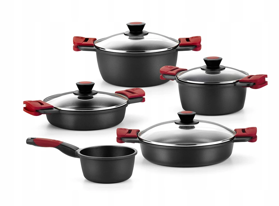 BRA Liemenėlė A4105 Aliuminis puodas su dangčiu, stiklinis 36 cm raudonas (S0423851)
