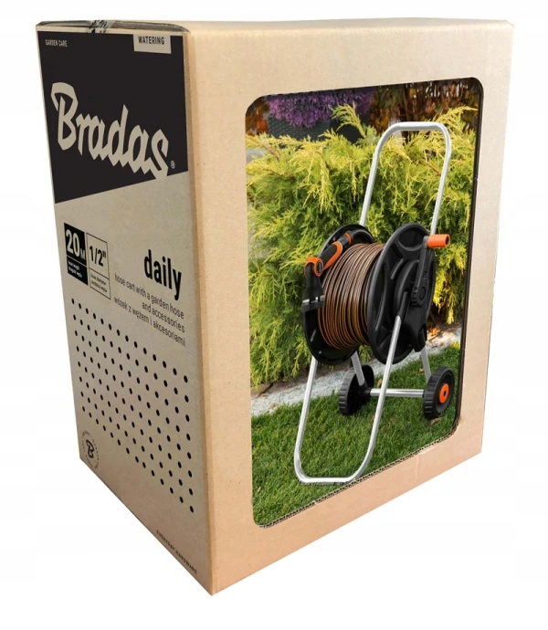 BRADAS BŪGNAS VEŽIMĖLIS SODO ŽARNAI SU 1/2″ 25M ŽARNA, PURKŠTUKU IR JUNGTIS