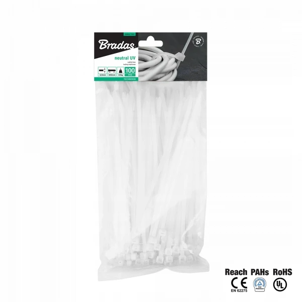 BRADAS PLASTIKINIS KABELIŲ SURIŠIKLIS Baltas 2,5×150/100vnt