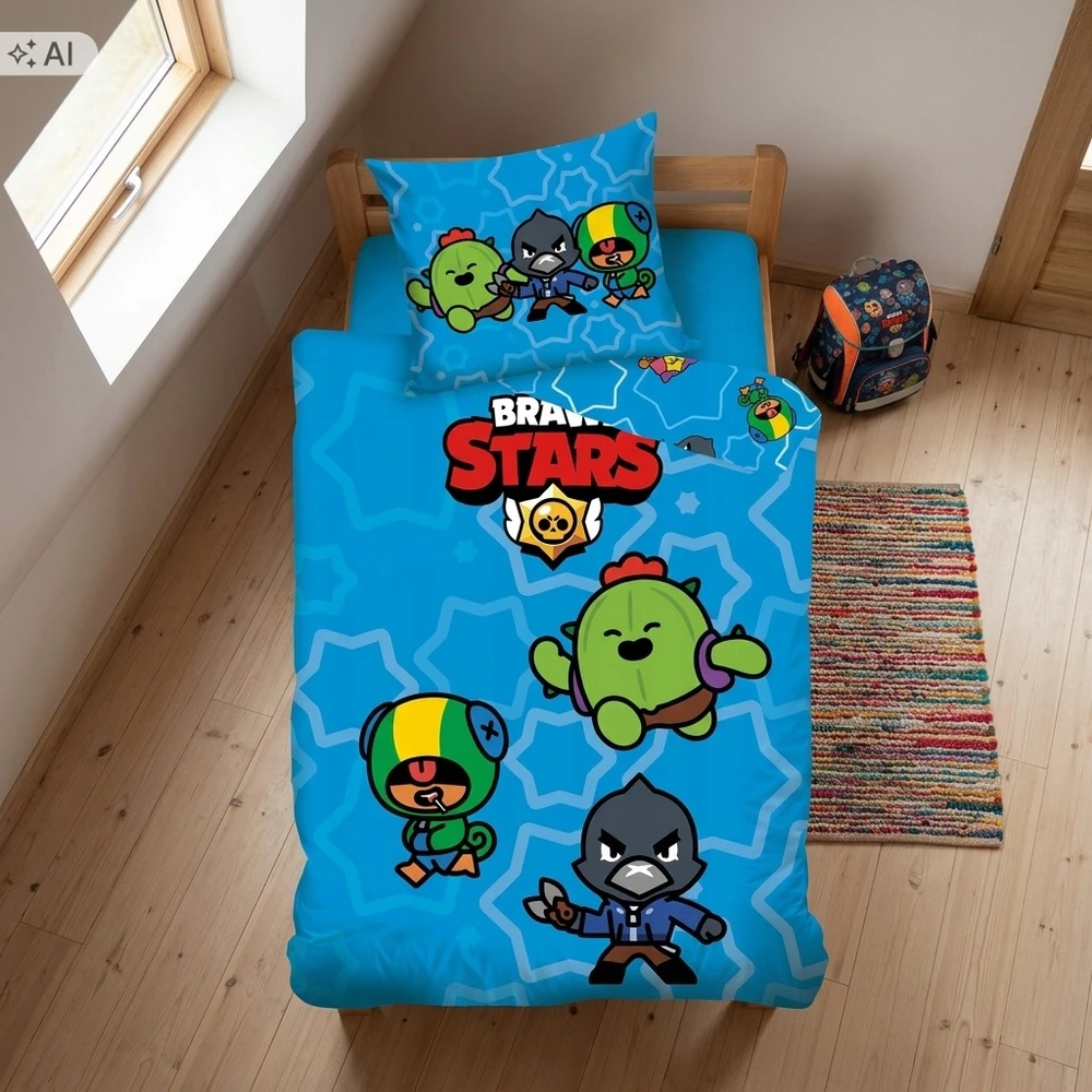 Patalynės komplektas Brandmac BRAWL STARS PATALYNĖ 140x200 LEON KRUK SPIKE Mėlynas, 100 % MEDVILNĖ