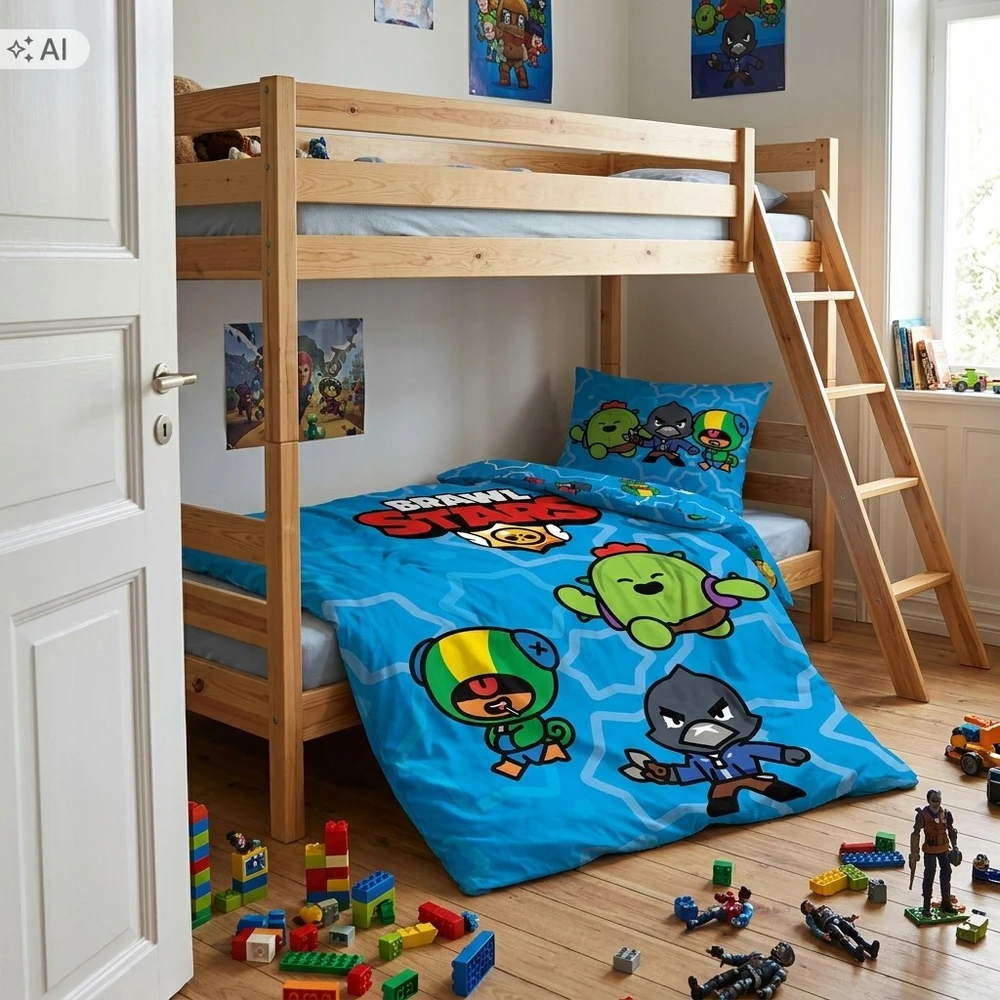 Patalynės komplektas Brandmac BRAWL STARS PATALYNĖ 140x200 LEON KRUK SPIKE Mėlynas, 100 % MEDVILNĖ