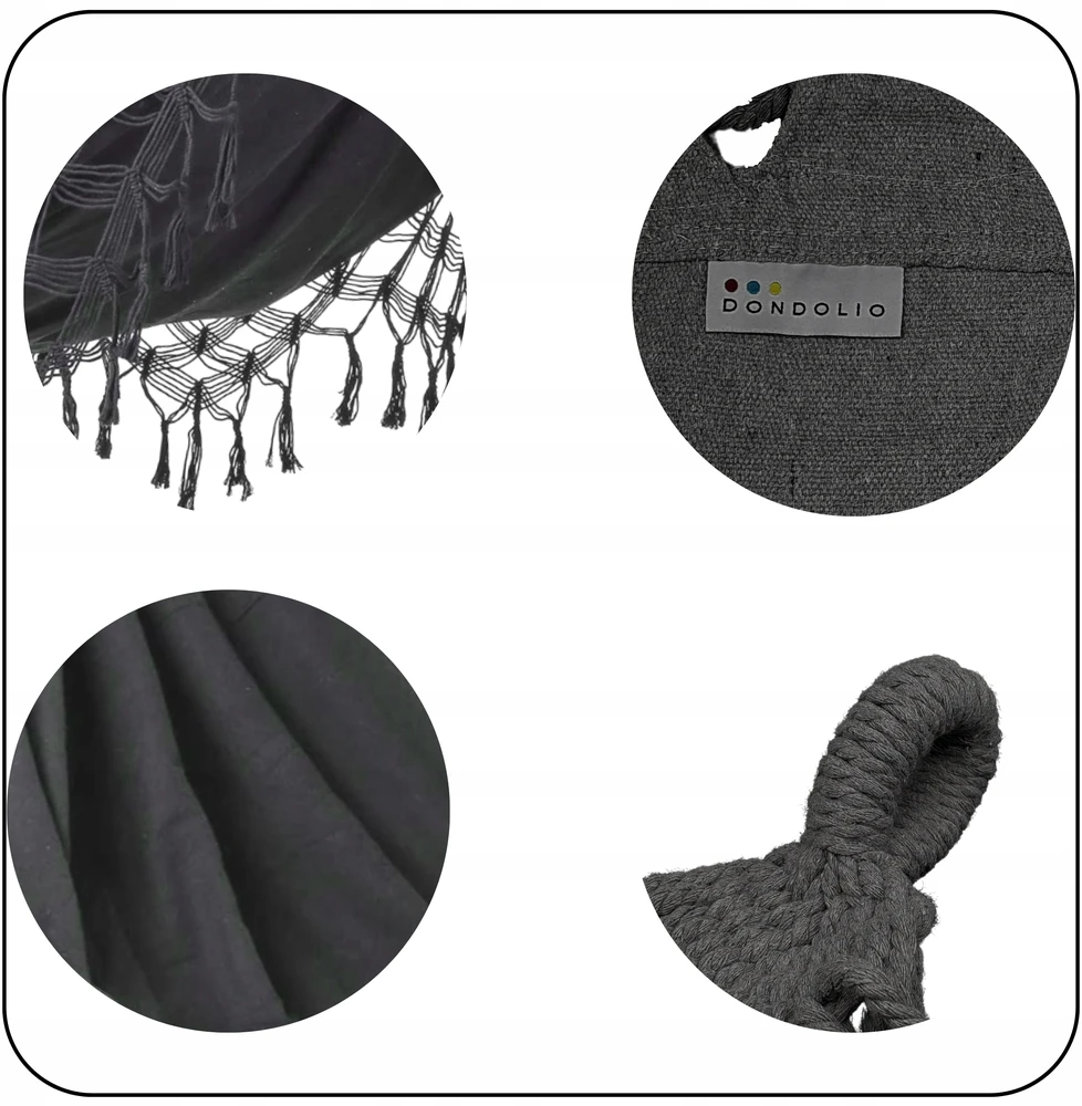 BRAZILIAN DOUBLE HAMMOCK XL BOHO STRONG COVER keliamoji galia 220kg antracitas