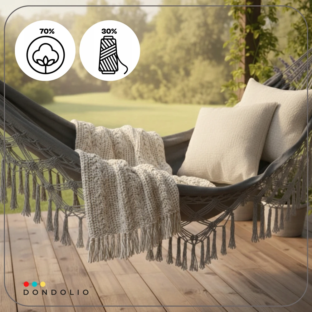 BRAZILIAN DOUBLE HAMMOCK XL BOHO STRONG COVER keliamoji galia 220kg antracitas