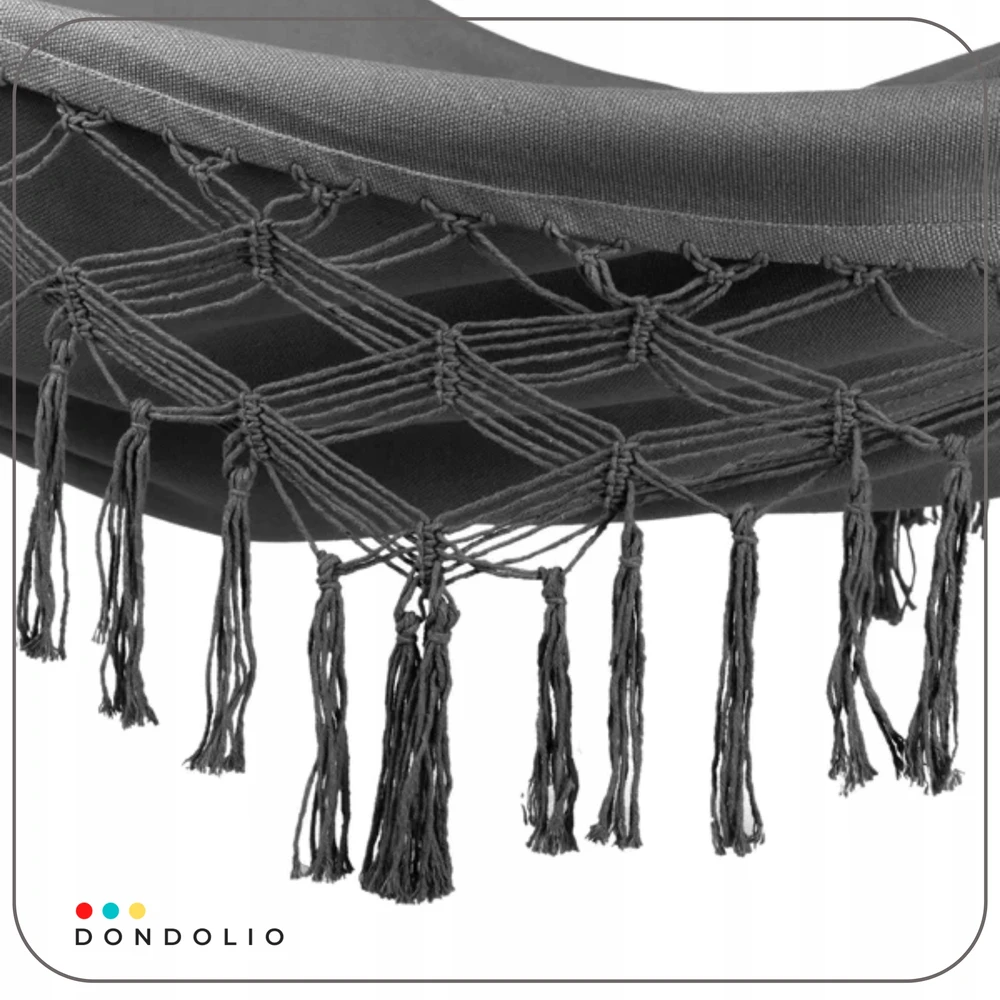 BRAZILIAN DOUBLE HAMMOCK XL BOHO STRONG COVER keliamoji galia 220kg antracitas