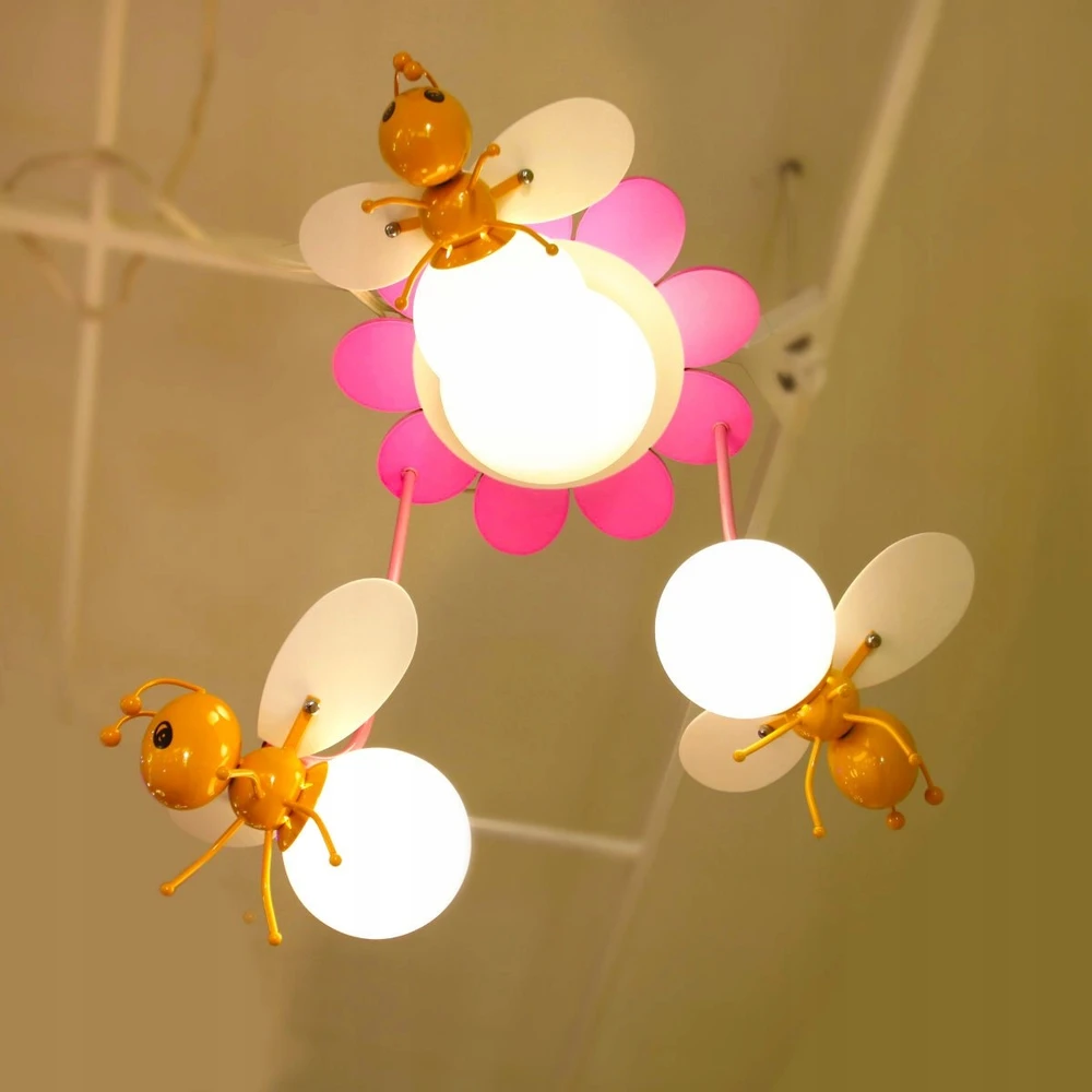Brillo ŻYRANDOL PSZCZÓŁKI 3xE27 + LED LAMPA DLA DZIECKA POKÓJ DZIECIĘCY