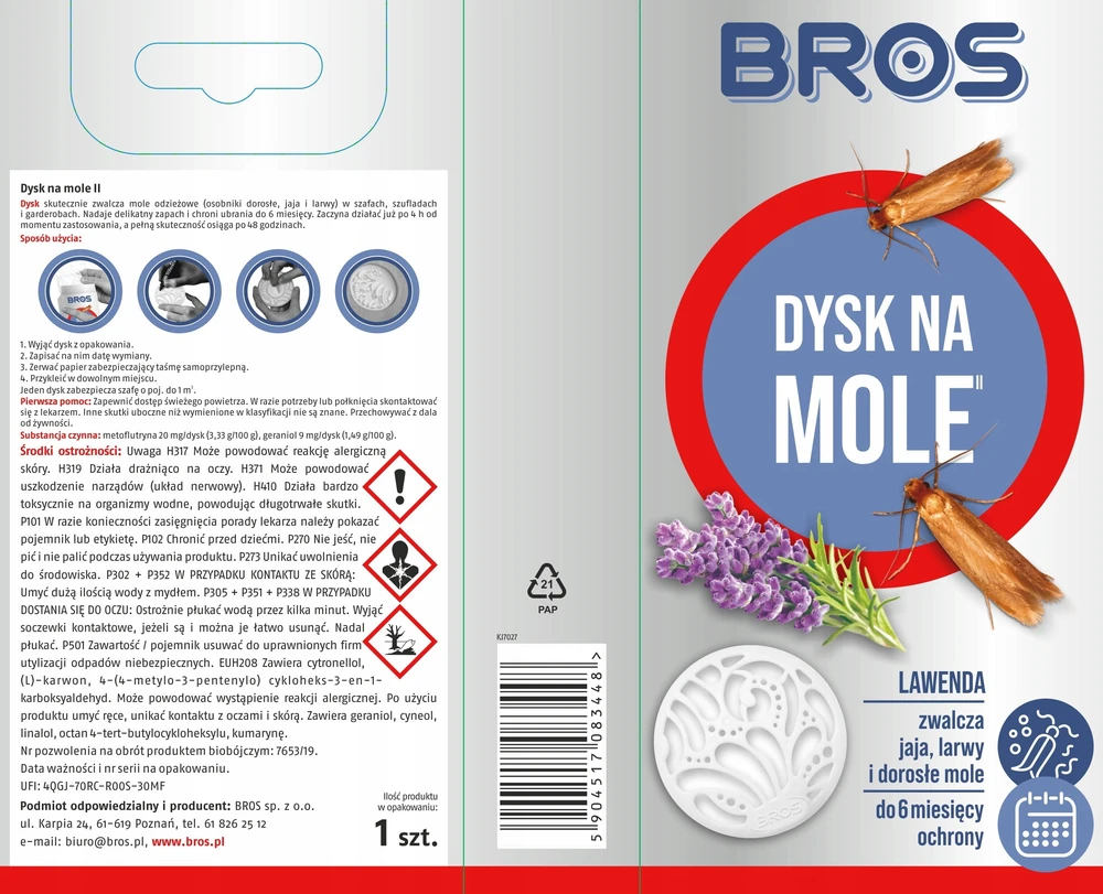 BROS diskas nuo kandžių levandų kvapo