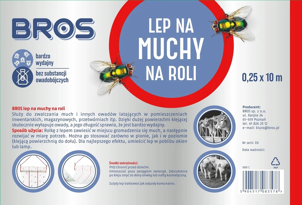 Bros lipni musių gaudyklė ritinėlyje, 0,25 x 10 m
