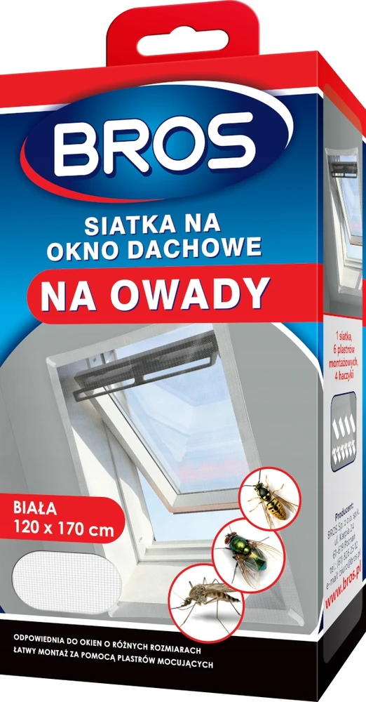 BROS stogo lango tinklelis nuo uodų 120x170 baltas
