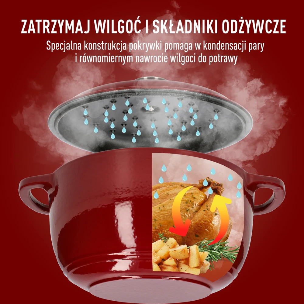 Browin 4 L emaliuotas ketaus puodas BURGUNDY katilas 24 cm indukcinė dujinė orkaitė