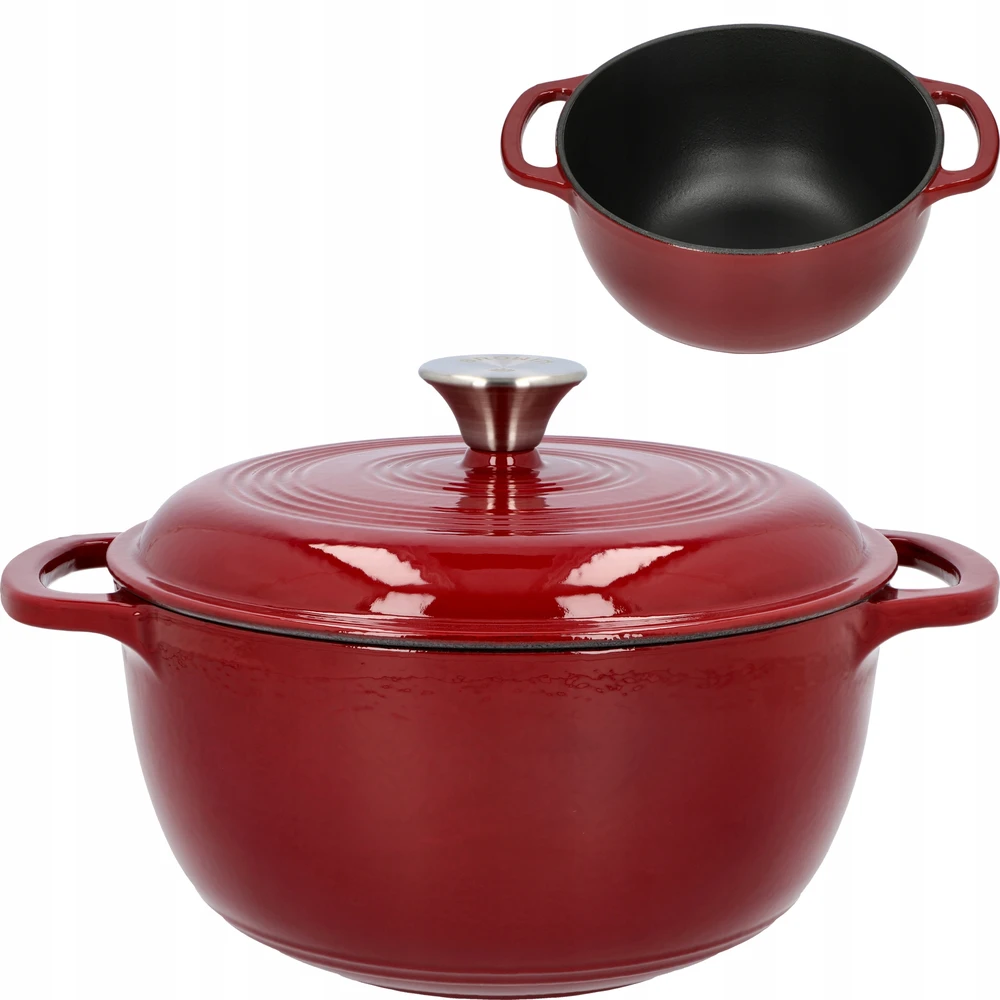 Browin 4 L emaliuotas ketaus puodas BURGUNDY katilas 24 cm indukcinė dujinė orkaitė