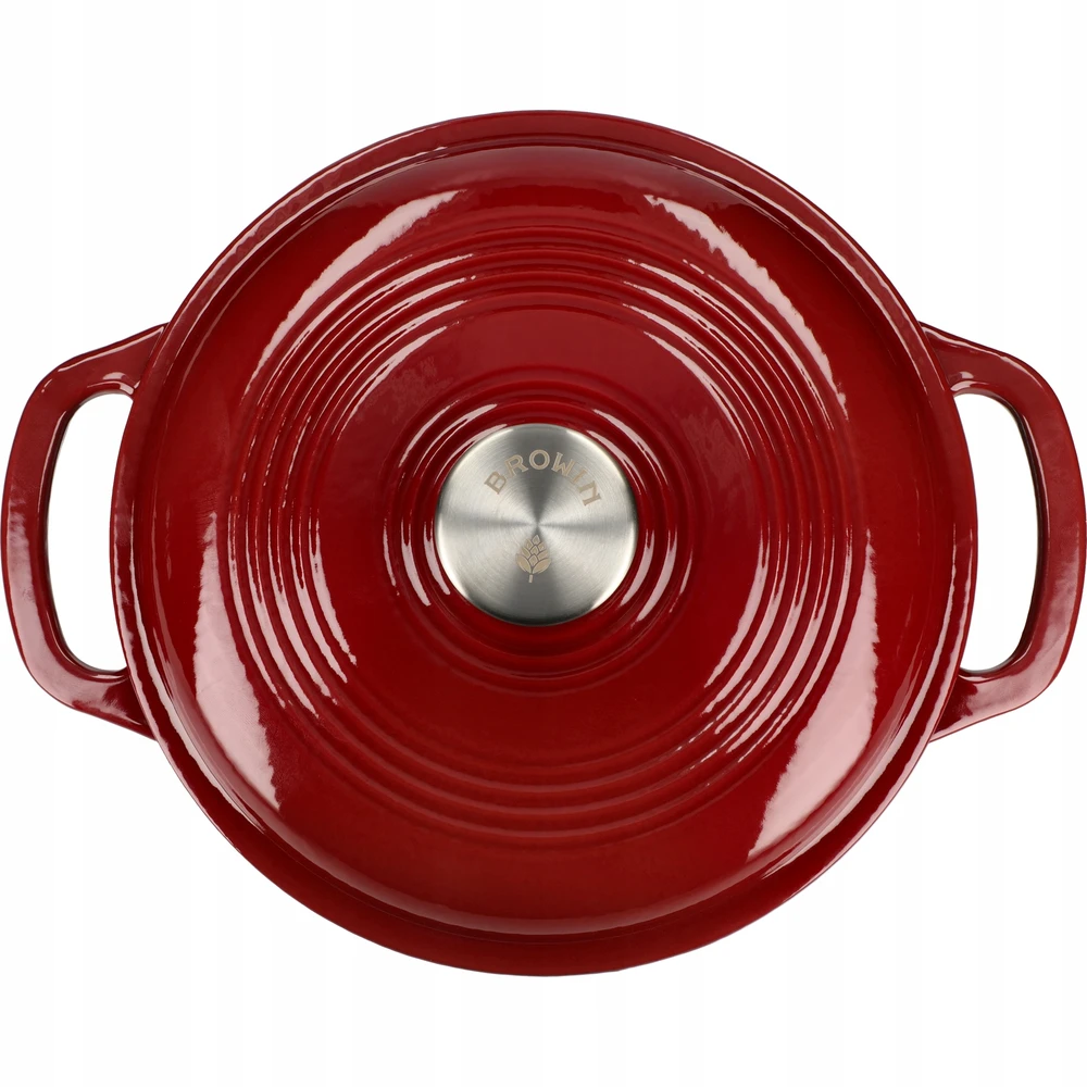 Browin 4 L emaliuotas ketaus puodas BURGUNDY katilas 24 cm indukcinė dujinė orkaitė