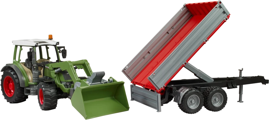 BRUDER 1:16 Fendt Vario 211 traktorius su priekiniu krautuvu ir paverčiama priekaba, 02182
