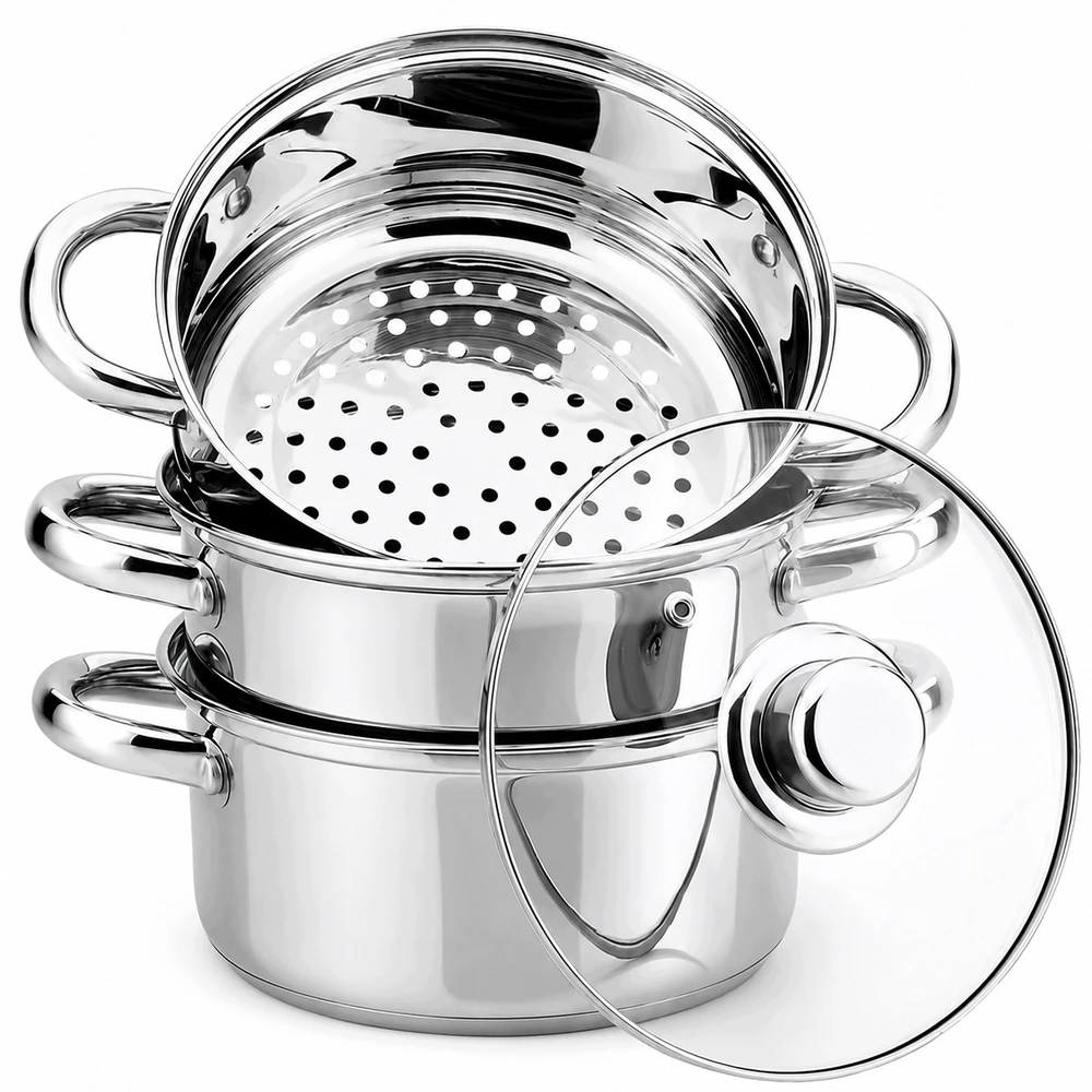 Brunbest Puodas DO GOTOWANIA NA PARZE Garų puodas Puodas INDUKCJA GAZ GARNKI Ø 18 cm 3 L