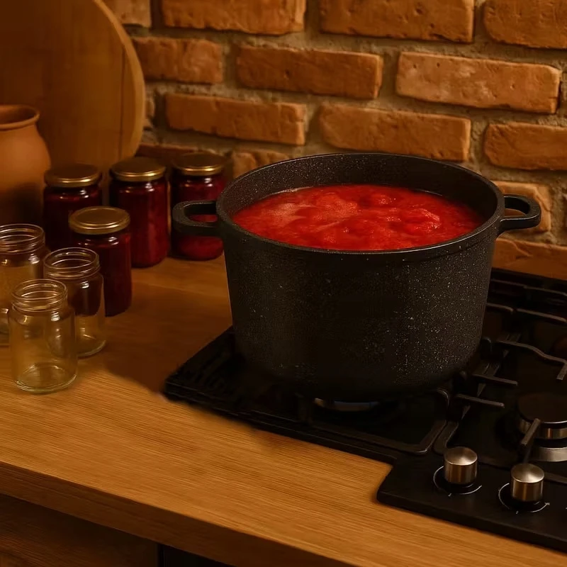 Brunbeste DUŻY Puodas MARMUROWY GŁĘBOKI Z POKRYWKĄ DO ROSOŁU Aukštas XXL 32cm / 14L