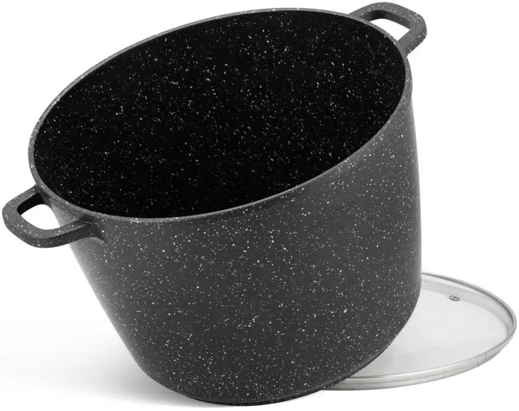 Brunbeste DUŻY Puodas MARMUROWY GŁĘBOKI Z POKRYWKĄ DO ROSOŁU Aukštas XXL 32cm / 14L