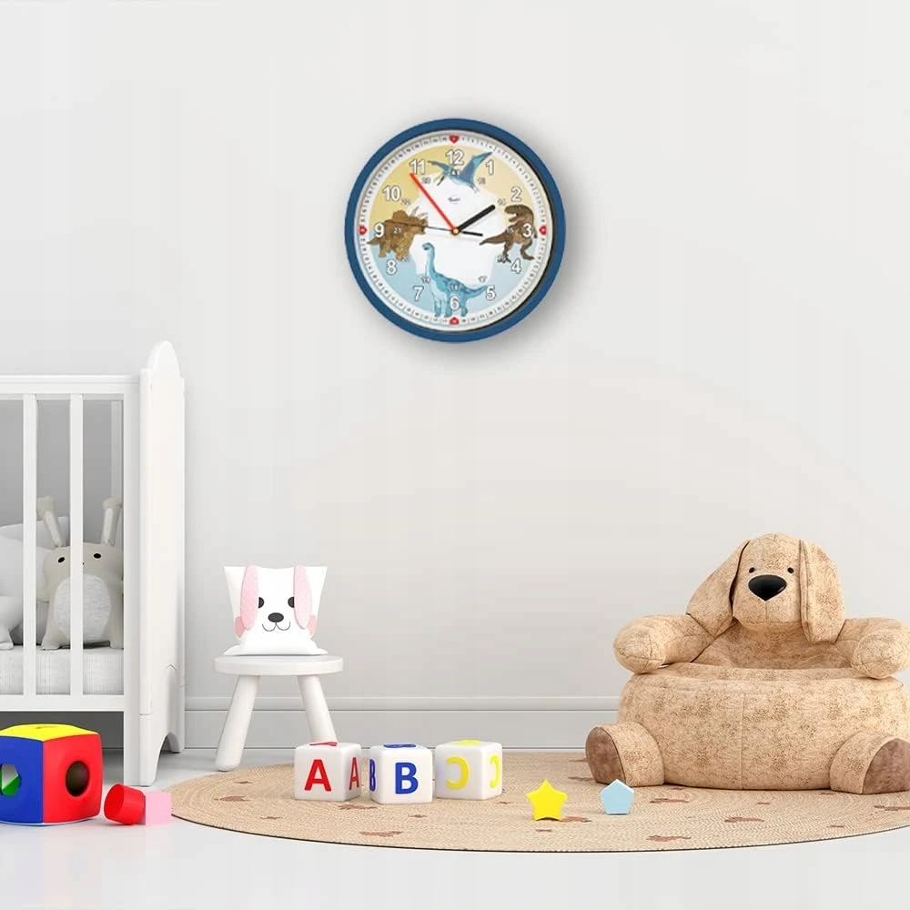 Bruni Laikrodis ścienny Dinozaur do pokoju dziecięcego cichy 29 cm