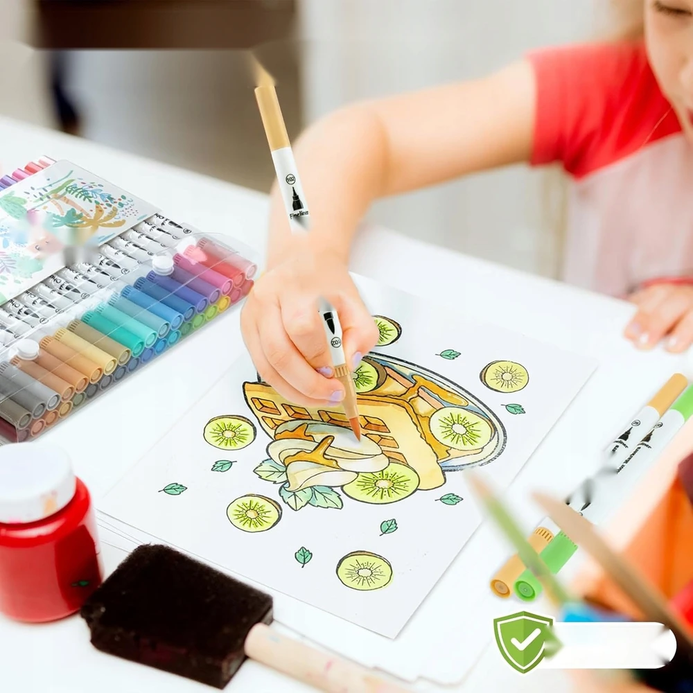 BRUSH PEN 36 PASTELĖS DVIŠALĖS SPALVOS VANDENS ŽYMEKLIAI BE RŪGŠČIŲ