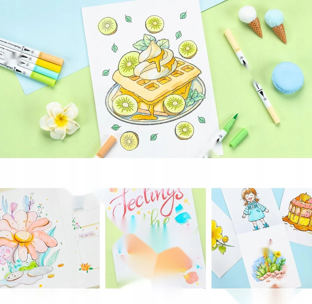 BRUSH PEN 36 PASTELĖS DVIŠALĖS SPALVOS VANDENS ŽYMEKLIAI BE RŪGŠČIŲ