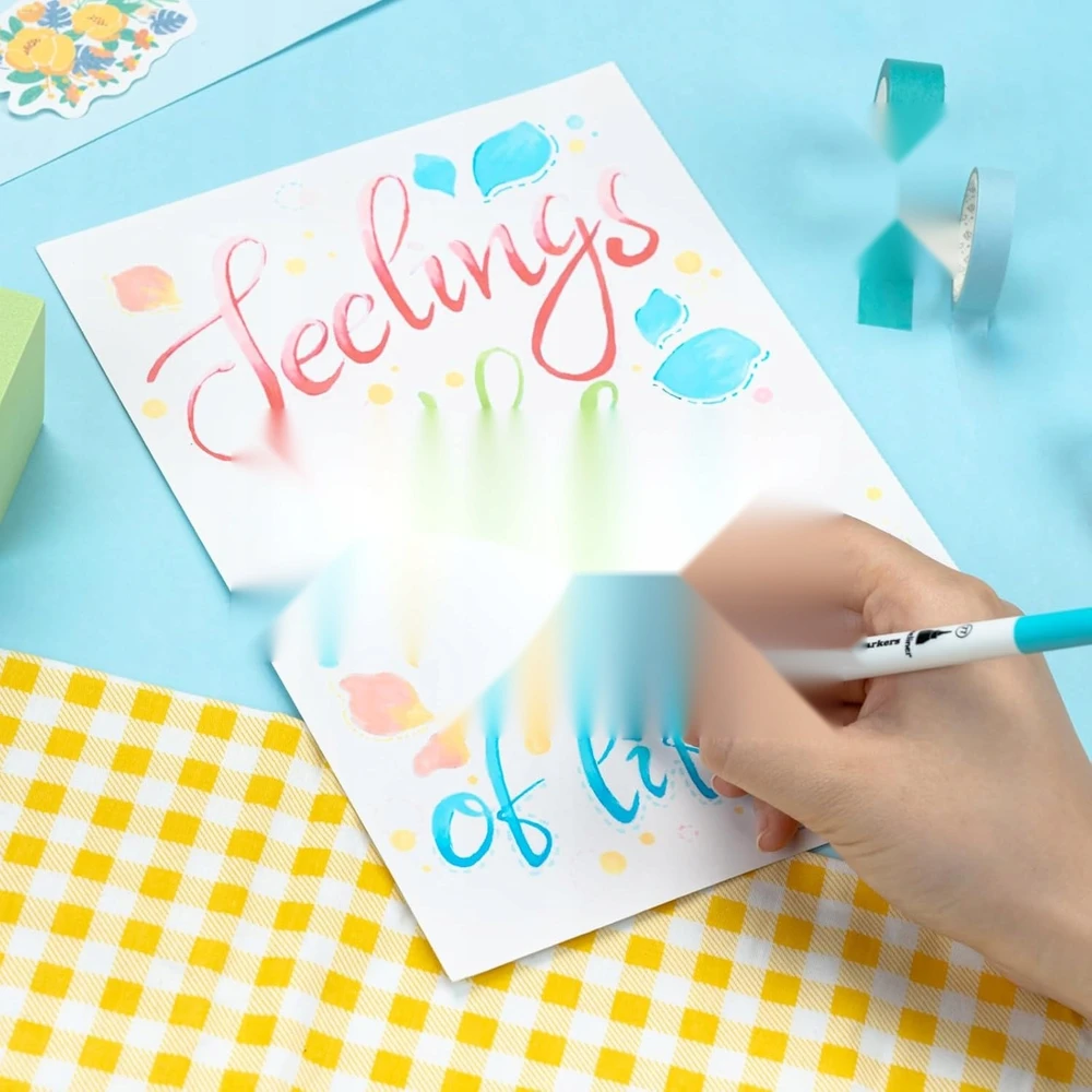 BRUSH PEN 36 PASTELĖS DVIŠALĖS SPALVOS VANDENS ŽYMEKLIAI BE RŪGŠČIŲ