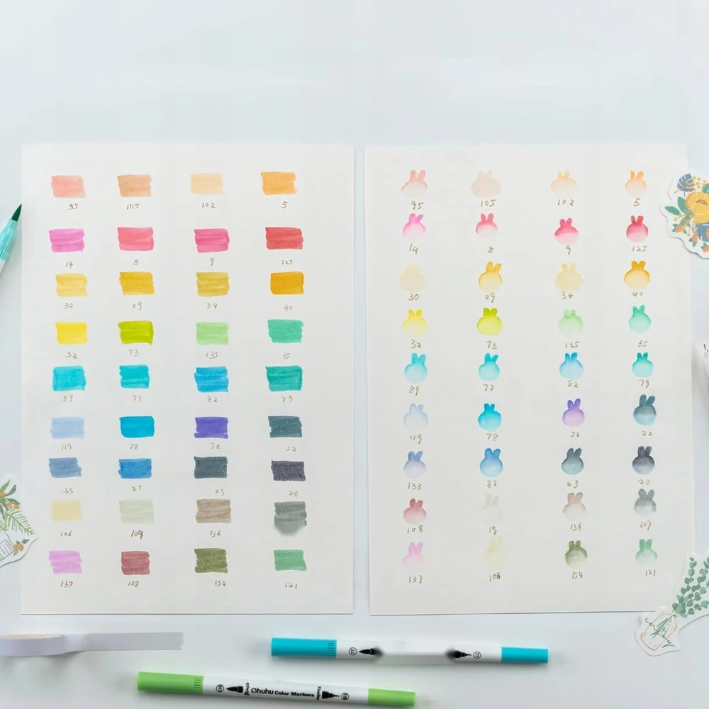 BRUSH PEN 36 PASTELĖS DVIŠALĖS SPALVOS VANDENS ŽYMEKLIAI BE RŪGŠČIŲ