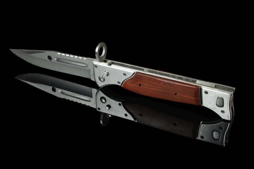 Bsh Adventure AK47 bajonetinis peilis retro sulankstomas spyruoklinis automatinis išgyvenimo EDC