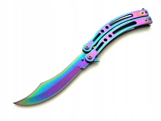 Bsh Adventure Akį traukiantis peteliškės peilis Balisong Rainbow Bowie CS:GO Steel 420 N454E