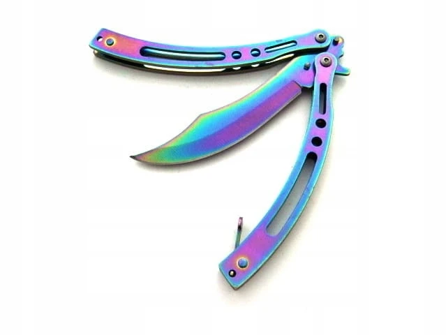 Bsh Adventure Akį traukiantis peteliškės peilis Balisong Rainbow Bowie CS:GO Steel 420 N454E