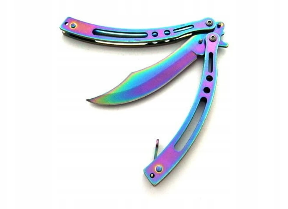 Bsh Adventure Akį traukiantis peteliškės peilis Balisong Rainbow Bowie CS:GO Steel 420 N454E