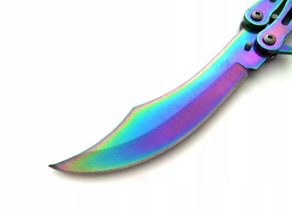Bsh Adventure Akį traukiantis peteliškės peilis Balisong Rainbow Bowie CS:GO Steel 420 N454E