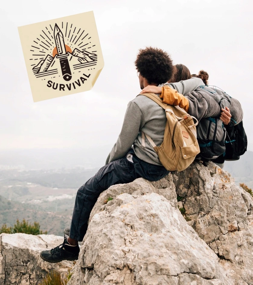 Bsh Adventure BSH 409B – DVIpusis durklas AŠTURUS MEDŽIOKLĖS PEILIS, DEKORUOTAS NERŪDIJANČIO NERŪDijančiojo plieno peilis