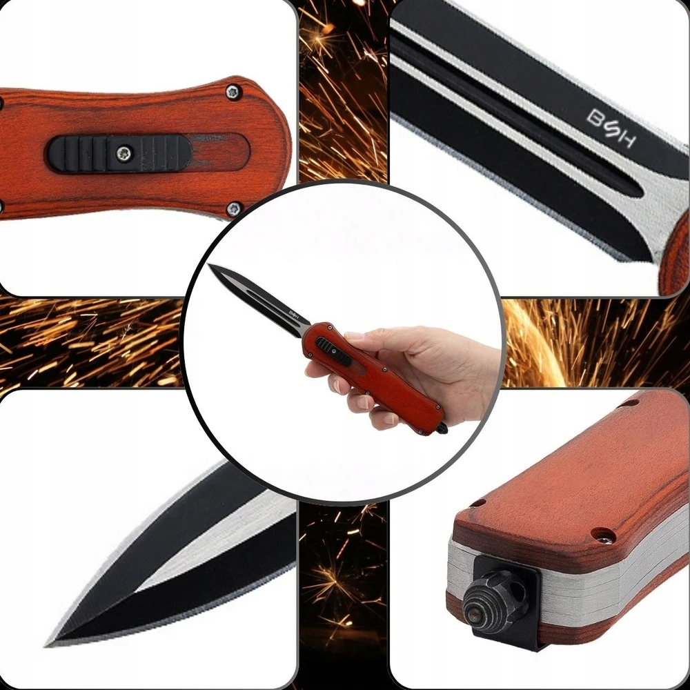 Bsh Adventure BSH SPRING KNIFE OTF AUTOMATINIS SULANKSTAMAS DURVAS SURVIVAL POCKET KNIFE