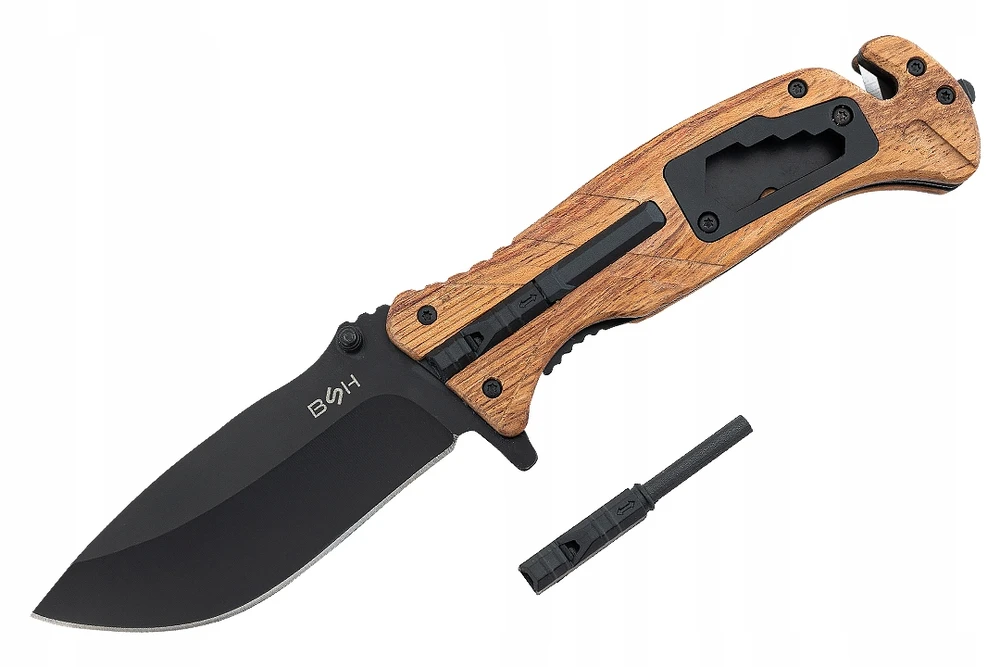 Bsh Adventure BSH SPRING RESCUE KNIFE 6in 1 MEDŽIOKLĖS AUTOMATINIAI PRIEŽIŪRAI SOUTHING DAGGER EDC