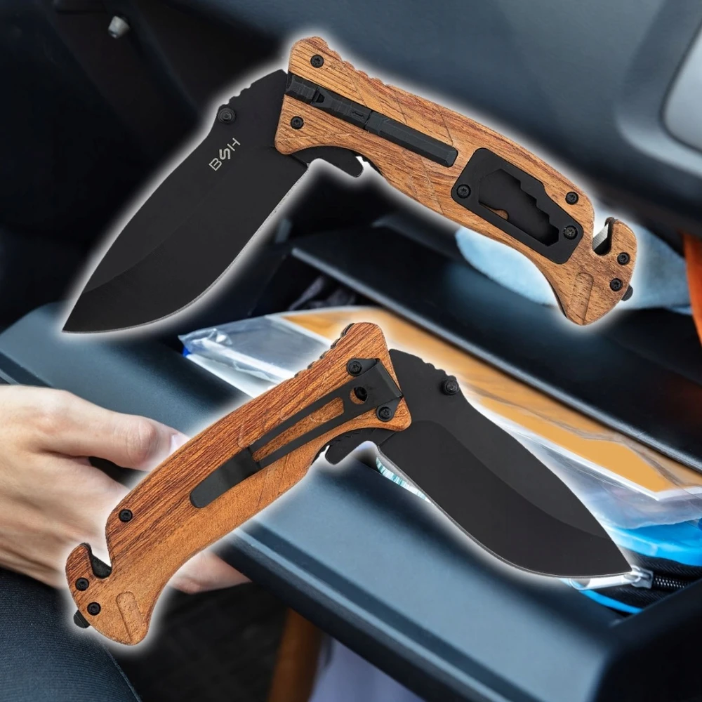 Bsh Adventure BSH SPRING RESCUE KNIFE 6in 1 MEDŽIOKLĖS AUTOMATINIAI PRIEŽIŪRAI SOUTHING DAGGER EDC