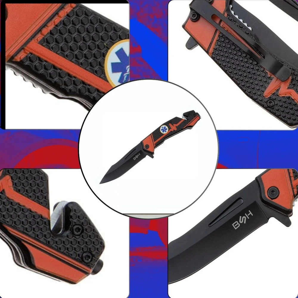 BSH ADVENTURE BSH SPRING RESCUE KNIFE TAKTINIS sulankstomas EDC SURVIVAL KNIFE