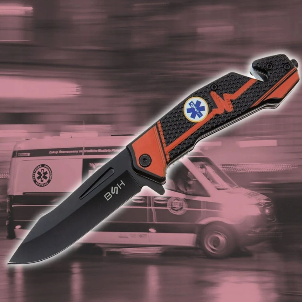 BSH ADVENTURE BSH SPRING RESCUE KNIFE TAKTINIS sulankstomas EDC SURVIVAL KNIFE