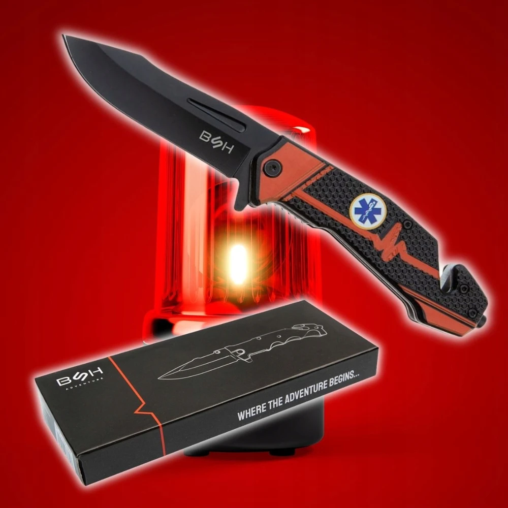 BSH ADVENTURE BSH SPRING RESCUE KNIFE TAKTINIS sulankstomas EDC SURVIVAL KNIFE