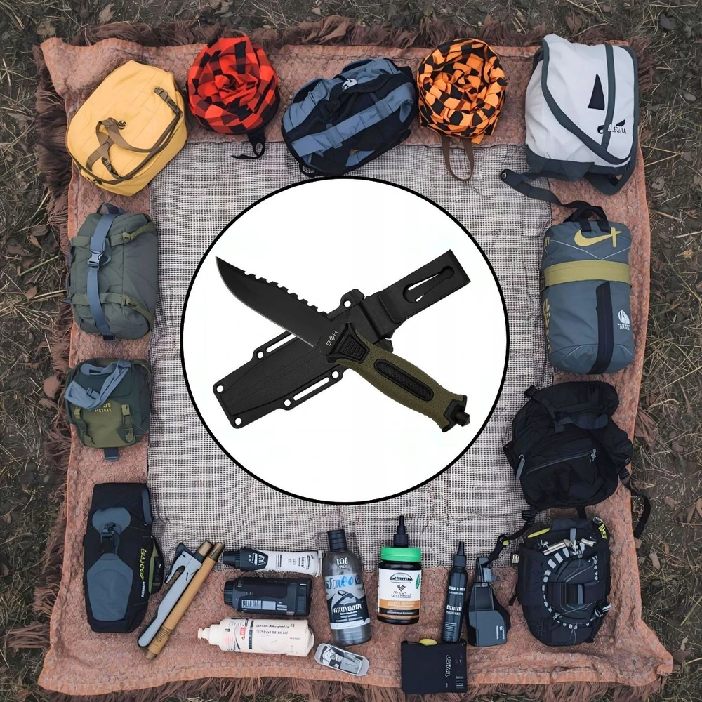 Bsh Adventure BSH taktinis peilis SURVIVAL KARINIS MEDŽIOKLĖS BUSHCRAFT + CASE