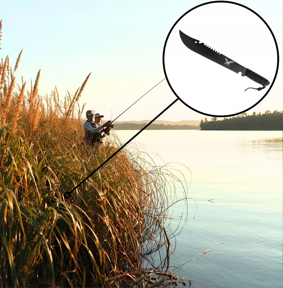 BSH ADVENTURE DIDELIS Juodas SURVIVAL CAMPING Machete 50 CM TURISTINIS KARDAS
