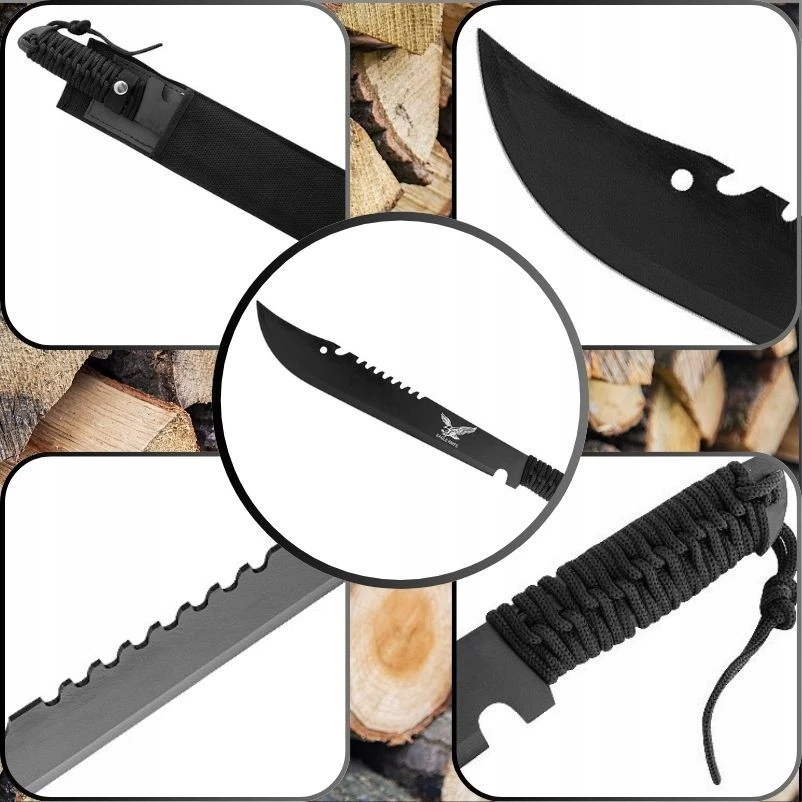 BSH ADVENTURE DIDELIS Juodas SURVIVAL CAMPING Machete 50 CM TURISTINIS KARDAS