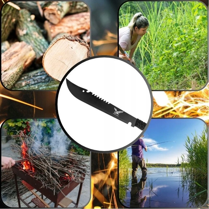 BSH ADVENTURE DIDELIS Juodas SURVIVAL CAMPING Machete 50 CM TURISTINIS KARDAS