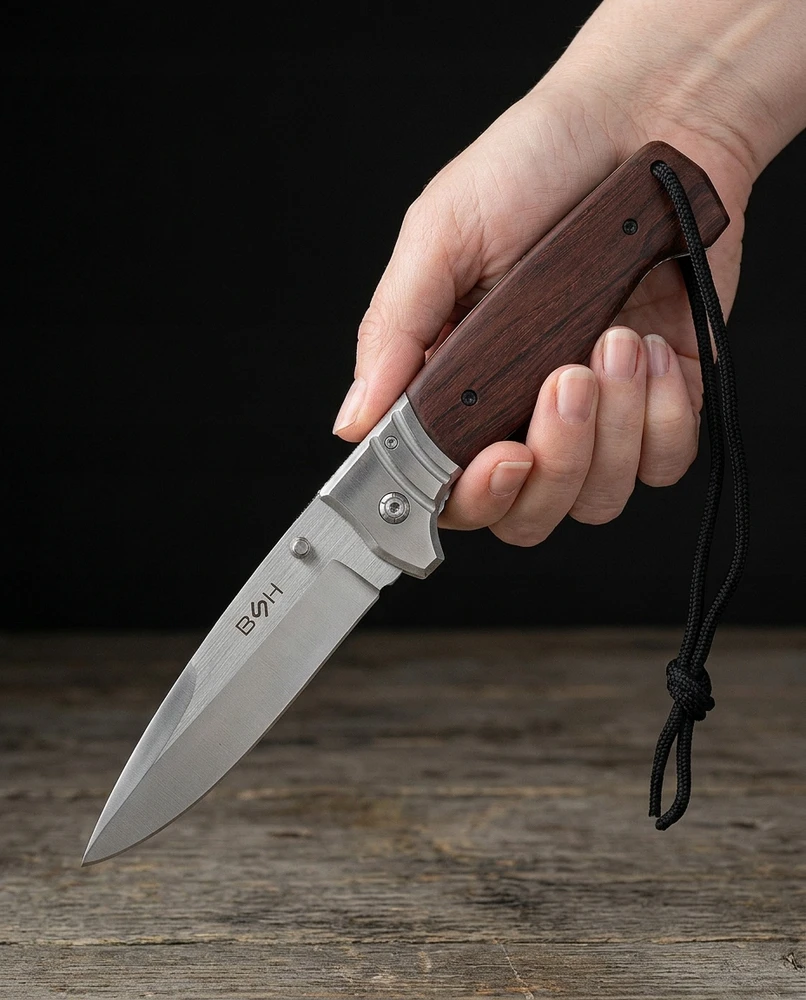 BSH ADVENTURE GALINGAS DIDELIS SULANKSTAMAS MEDŽIOKLĖS PEILIS 27,5 CM NERŪDIJANČIO PLIENO 440 BSH N068