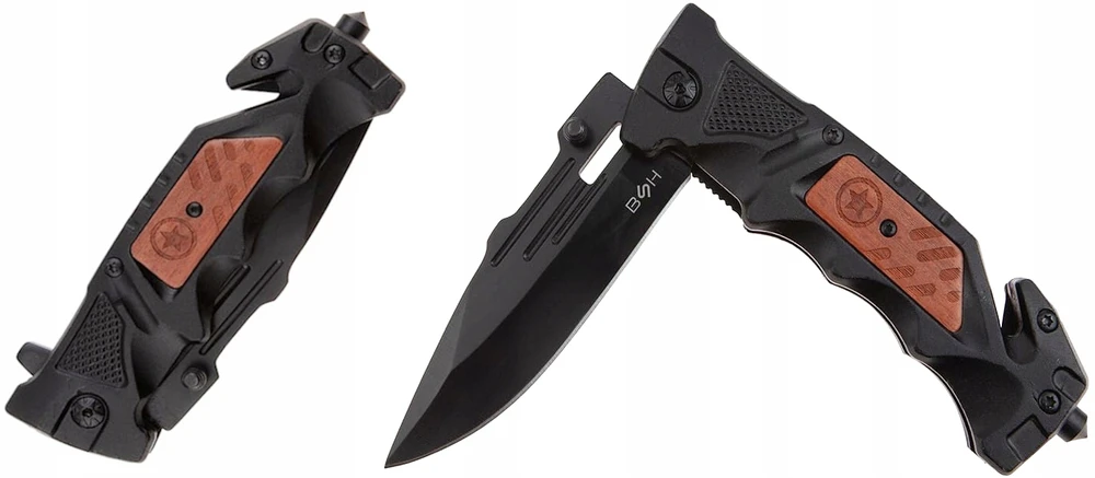 BSH ADVENTURE GELBĖJIMO PEILIS - MULTITOOL pjovimo plaktuko užraktas Sulankstomas automobiliui