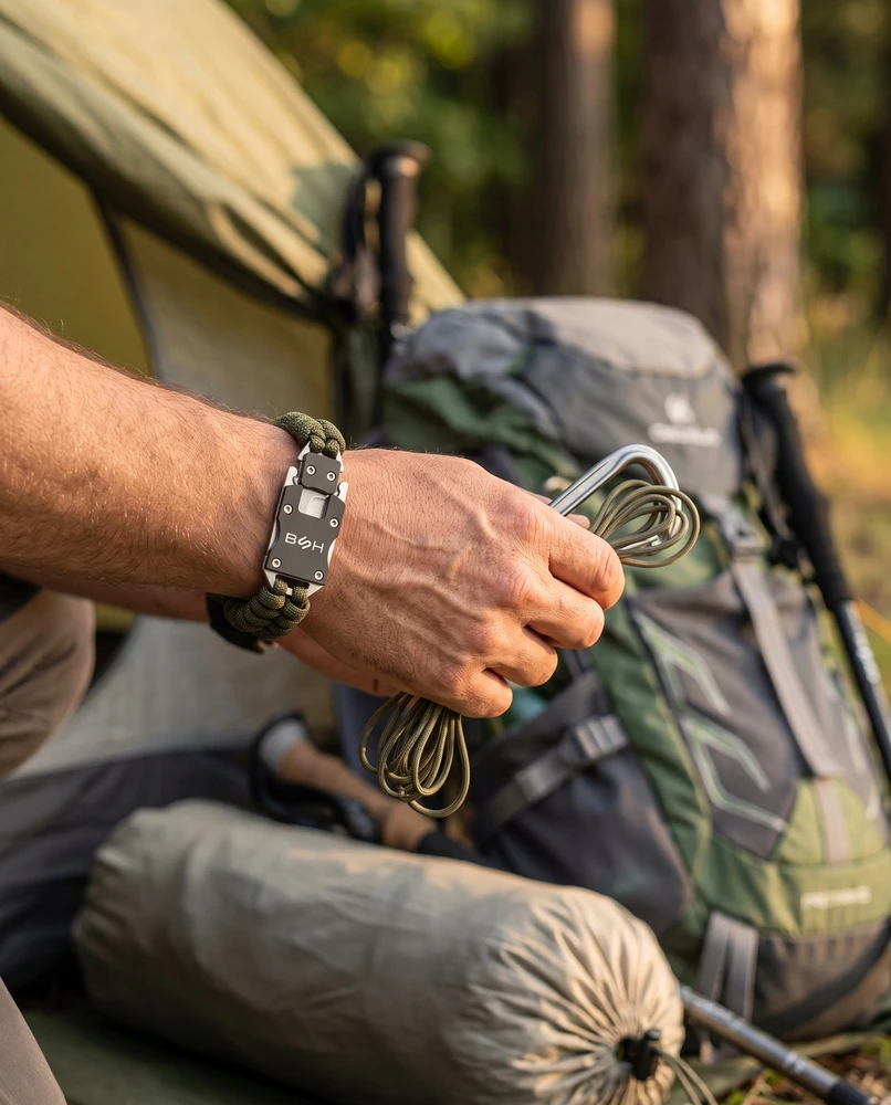 Bsh Adventure Išgyvenimo apyrankė paracord su peiliu