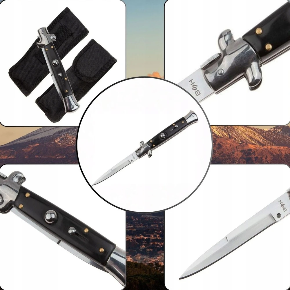 BSH ADVENTURE ITALIJOS SICILIJOS PAVASARINIO PEILIO KIŠENĖS PEILIS MAFIA DAGGER AUTOMATINIS dangtelis