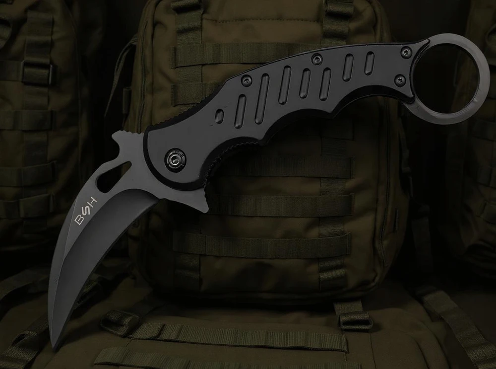 Bsh Adventure Karambit CS:GO sulankstomas plaukelis taktinis peilis karinis raktų pakabukas grybai EDC