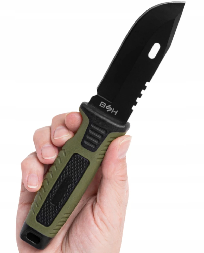 Bsh Adventure Kompaktiškas išgyvenimo peilis 440 plieno su ergonomiška rankena ir dangteliu