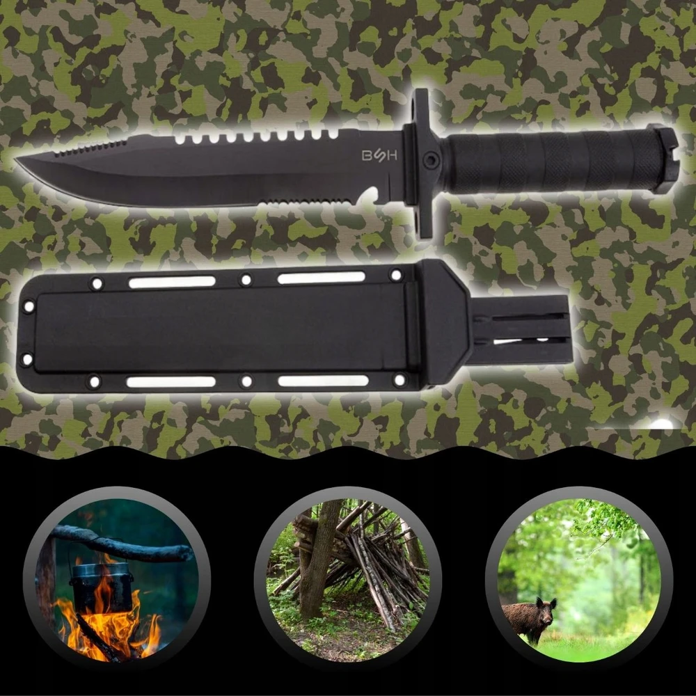 Bsh Adventure NÓŻ TAKTYCZNY WOJSKOWY MYŚLIWSKI FINKA Turistinis SURVIVALOWY SZTURMOWY
